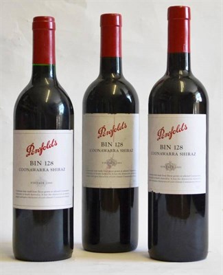 Lot 1108 - Penfolds Bin 128 2000 & 2001 (x2), Coonawarra Shiraz (three bottles) U: all high fill