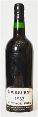 Lot 1179 - Cockburn 1963, vintage port U: into neck, small area of capsule missing