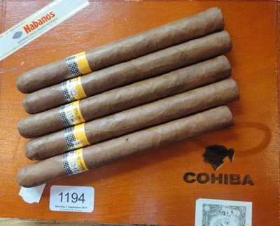 Lot 1194 - Cohiba Esplendidos, box of 5, currently stored in a humidor with approximately 70% relative...