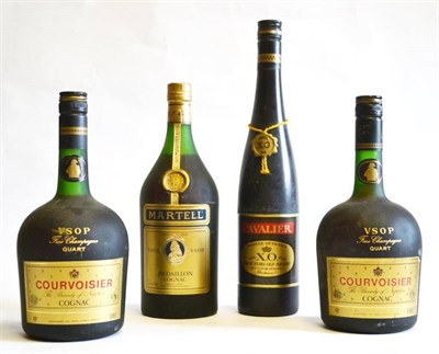 Lot 1234 - Courvoisier V.S.O.P., Fine Champagne Cognac, one quart (x2); Martell V.S.O.P., Medaillon...