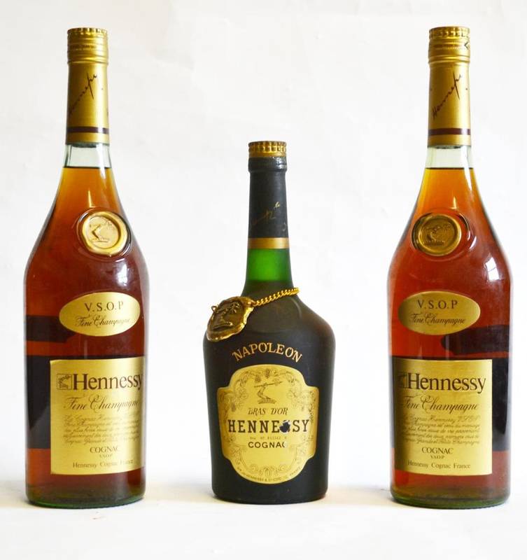 Lot 1236 - Hennessy V.S.O.P., Fine Champagne Cognac, wax seal to neck, presumed litre (x2), Hennessy Bras...