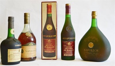 Lot 1239 - J Dupeyron Condom Armagnac, Hors d'Age, 150cl, 40%; Meukow Napoleon Cognac, 70cl, 40%, in...