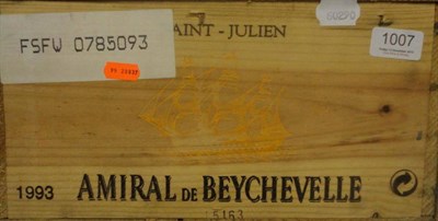 Lot 1007 - Chateau Beychevelle 'Amiral de Beychevelle' 1993, St Julien, owc (twelve bottles)