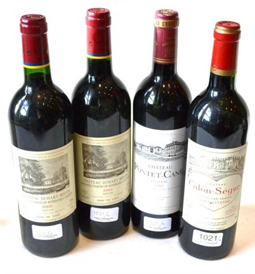 Lot 1021 - Chateau Duhart Milon 2002, Pauillac (x2); Chateau Calon Segur 2001, St Estephe; Chateau Pontet...