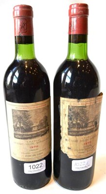 Lot 1022 - Chateau Duhart-Milon 1979, Pauillac (x2) (two bottles) U: top shoulder & upper shoulder, one...