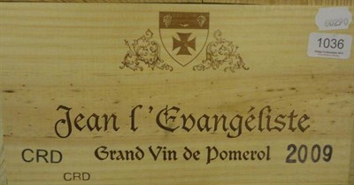 Lot 1036 - Chateau Jean l'Evangéliste 2009, Pomerol (second wine of Château Lafleur St Jean), owc...