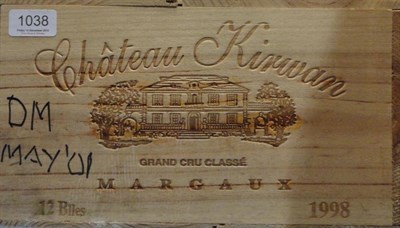 Lot 1038 - Chateau Kirwan 1998, Margaux, owc (twelve bottles)