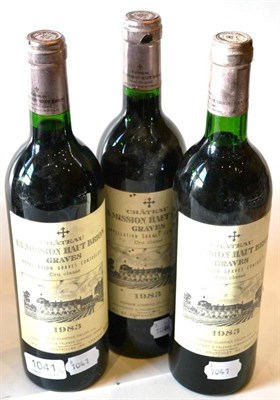 Lot 1041 - Chateau La Mission Haut-Brion 1983, Pessac-Leognan (x3) (three bottles) U: high fill, into...