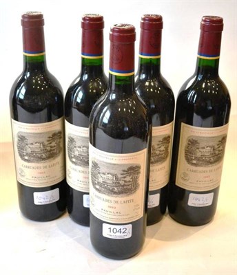 Lot 1042 - Chateau Lafite Rothschild 'Carruades de Lafite' 1993, Pauillac (x5) (five bottles) U: into neck