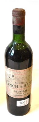 Lot 1061 - Chateau Lynch Bages 1961, Pauillac U: upper/mid shoulder, soiled label and some nicks, trimmed...