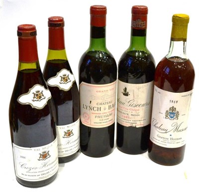 Lot 1063 - Chateau Lynch Bages 1964, Pauillac; Chateau Giscours 1961, Margaux; Chateau Musar 1969 (poor...