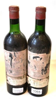 Lot 1064 - Chateau Lynch Bages 1966, Pauillac (x2) (two bottles) U: top shoulder, just into neck, poor labels