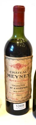 Lot 1069 - Chateau Meyney 1928, St Estephe (x2) (two bottles) U: upper shoulder, labels intact but detaching