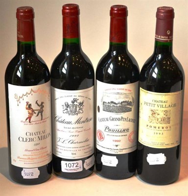 Lot 1072 - Chateau Montrose 1992, St-Estephe; Chateau Grand-Puy-Lacoste 1992, Pauillac; Chateau Clerc...