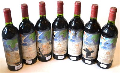 Lot 1077 - Chateau Mouton Rothschild 1982, Pauillac (x7) (seven bottles) U: all into neck, labels in...