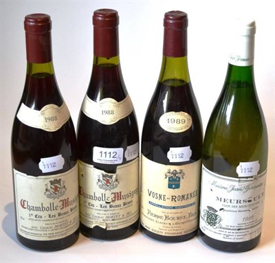 Lot 1112 - Pierre Bouree Fils Vosne-Romanee 1989, Cote de Nuits; Charles Mortet Chambolle Musigny 1988...