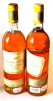 Lot 1125 - Chateau d'Yquem 1975, Sauternes; Chateau d'Yquem 1976, Sauternes U: into neck, soiled label &...