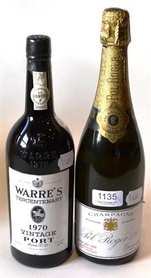 Lot 1135 - Pol Roger 1976, vintage champagne; Warre 1970, vintage port U: 1cm inverted