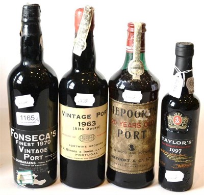 Lot 1165 - Borges 1963, vintage port; Fonseca 1970, vintage port; Neipoort's 20 Year Port; Taylors LBV...