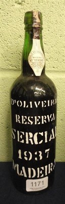 Lot 1171 - D'oliveiras Reserva Sercial 1937, Madeira  U: into neck, very brittle and deteriorated wax capsule