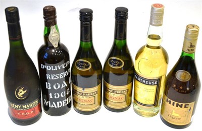 Lot 1193 - A Mixed Parcel to Include: D'Oliveiras Bual Vintage Madeira 1968; Garnier Chartreuse, 24fl oz,...