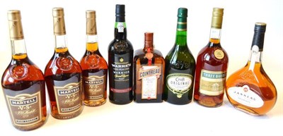 Lot 1226 - A Mixed Parcel to Include: Martell VS, litre (x2); Janneau Traditional Armagnac etc (eight bottles)