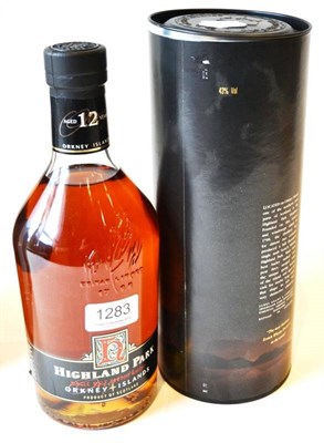 Lot 1283 - Highland Park 12 Year Old, 1990's packaging with 'Sunset' tin, litre, 43% Vol., in original tube