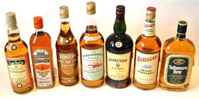 Lot 1286 - Irish Whiskey Comprising: Old Bushmills, 26 2/3fl oz, 70; Locke's 8 Year Old, 70cl, 40%; The...