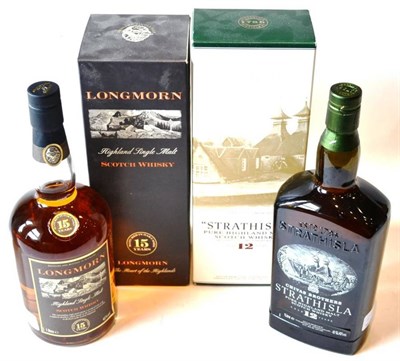 Lot 1299 - Longmorn 15 Year Old, litre, 45%, in original carton; Strathisla 12 Year Old, litre, 43%, in...