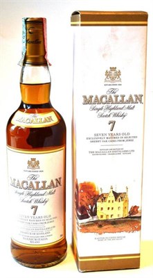 Lot 1301 - Macallan 7 Year Old, Single Highland Malt Scotch Whisky, old style cream label and carton, imported