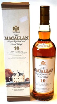 Lot 1304 - Macallan 10 Year Old, Single Highland Malt Scotch Whisky, old style cream label and carton,...