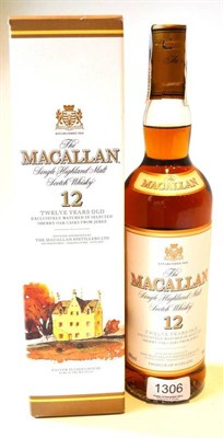 Lot 1306 - Macallan 12 Year Old, Single Highland Malt Scotch Whisky, old style cream label and carton,...