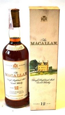 Lot 1309 - Macallan 12 Year Old, Single Highland Malt Scotch Whisky, old style cream label and carton,...