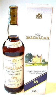 Lot 1313 - Macallan 18 Year Old 1974, Single Highland Malt Scotch Whisky, Italian bottling, old style...