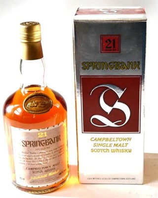 Lot 1333 - Springbank 21 Year Old, circa 1980's, old style label and carton, distilled by J & A Mitchell &...