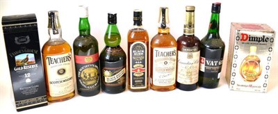 Lot 1348 - A Mixed Parcel Including: Black Bottle Scotch Whisky, 75cl; VAT 69, 26 2/3 fl ozs, 70°;...