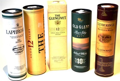 Lot 1351 - A Mixed Parcel of Single Malt Comprising: The Glenlivet 12 Year Old; Laphroaig 10 Year Old; Old...