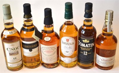 Lot 1354 - A Mixed Parcel of Single Malts to Include: An Cnoc 12 Year Old; Glengoyne 12 Year Old; Tomatin...