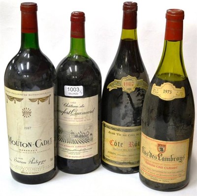 Lot 1003 - Chateau Baron Philippe de Rothschild Mouton Cadet 1987, magnum; Patrick Jasmin Cote Rotie 1987,...