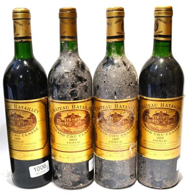 Lot 1006 - Chateau Batailley 1988, Pauillac (x3); Chateau Batailley 1993, Pauillac (four bottles) U: top...