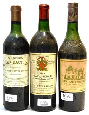 Lot 1028 - Chateau Haut Brion 1962, Graves; Chateau Giscours 1959, Margaux; Chateau Bahans Haut Brion NV...