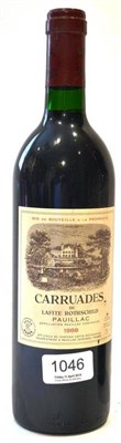 Lot 1046 - Chateau Lafite Rothschild 'Carruades de Lafite' 1988, Pauillac U: into neck