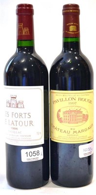 Lot 1058 - Chateau Latour 'Les Forts de Latour' 1996, Pauillac; Pavillon Rouge du Chateau Margaux 1997,...