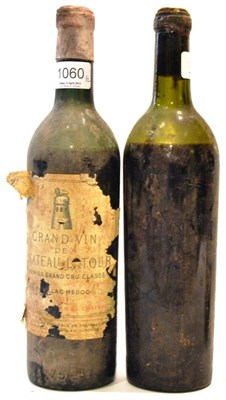 Lot 1060 - Chateau Latour 1944, Pauillac; Chateau Latour 1965, Pauillac (two bottles) U: 1944 - mid/low...