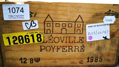 Lot 1074 - Chateau Leoville Poyferre 1985, St Julien, owc (twelve bottles) U: all top shoulder/into neck,...