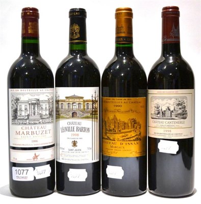 Lot 1077 - Chateau Leoville-Barton 1998, St-Julien; Chateau d'Issan 1990, Margaux; Chateau Marbuzet 1996,...