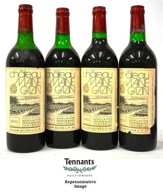 Lot 1080 - Chateau Maine Gazin 1970, Premieres Cotes de Blaye (x12) (twelve bottles) U: 8x top shoulder 4x...