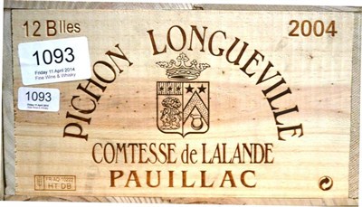 Lot 1093 - Chateau Pichon Longueville Comtesse de Lalande 2004, Pauillac, owc (twelve bottles)