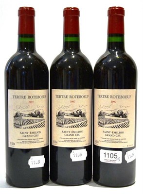 Lot 1105 - Chateau Tertre-Roteboeuf 1997, St-Emilion (x3) (three bottles) U: into neck