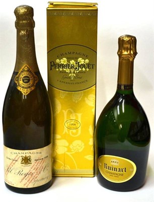 Lot 1183 - Perrier-Jouet Brut 1998, vintage champagne, with original carton (x2); Ruinart 'R de Ruinart' Brut